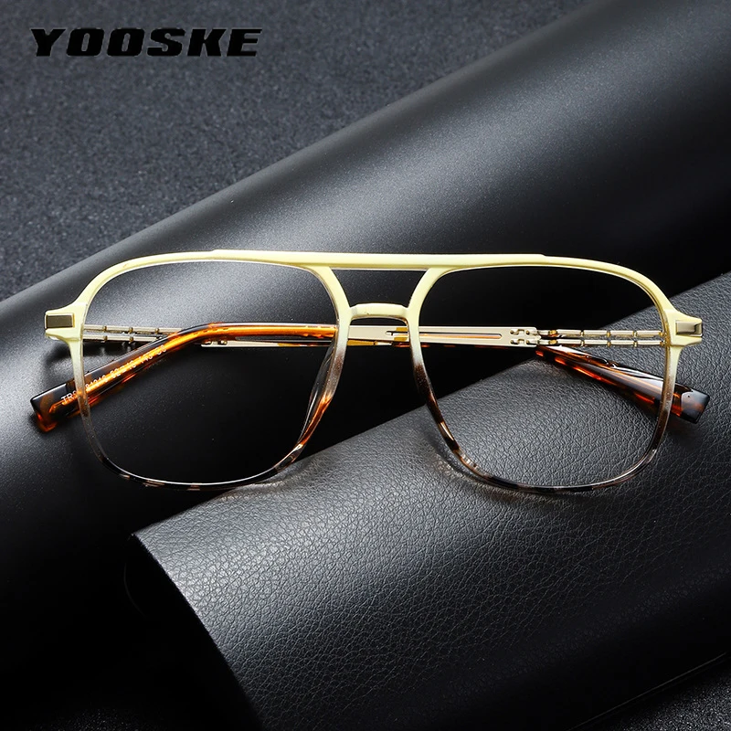 On Sale Men Retro Double Beam Glasses Frame Elasticity Leg Spectacle Frame Women Anti Blue Light Eyeglasses Men’s Pilot Eyewear