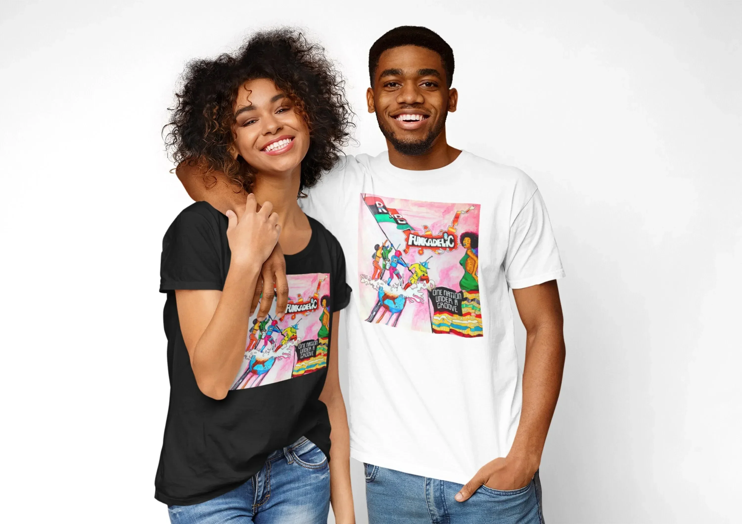 Retro T Shirt Funkadelic 1970s Funk Disco Soul Rock Music Vintage Album Cover Print Afro American Band