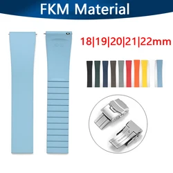 FKM Fluoro Rubber Strap 18/19/20/21/22mm Quick Release Stainless Steel Folding Buckle Men Women Premium Watch Band Bracelet