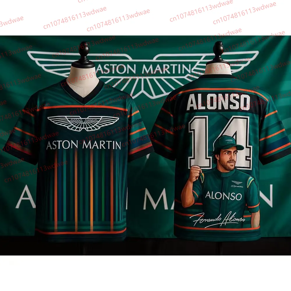 

Футболка Aston Martin 2025 Fernando Alonso No. Футболка 14, костюм для командных гонок «Испанские гонщики», быстросохнущая классическая ретро-издание