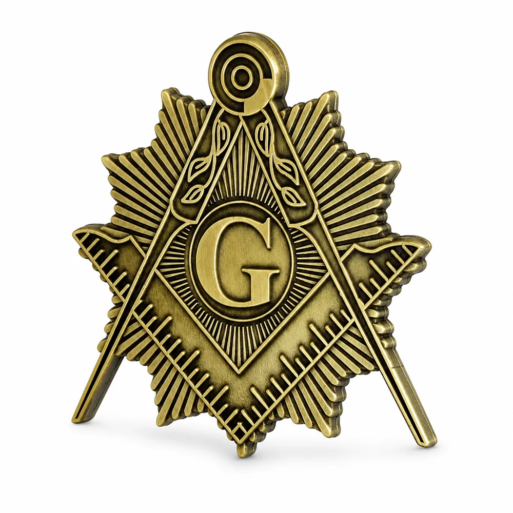 Vintage Masonic Car Emblem Antique Gold Square Compass Letter G Badge Auto Rear Window Sticker Freemason Car Styling Accessories