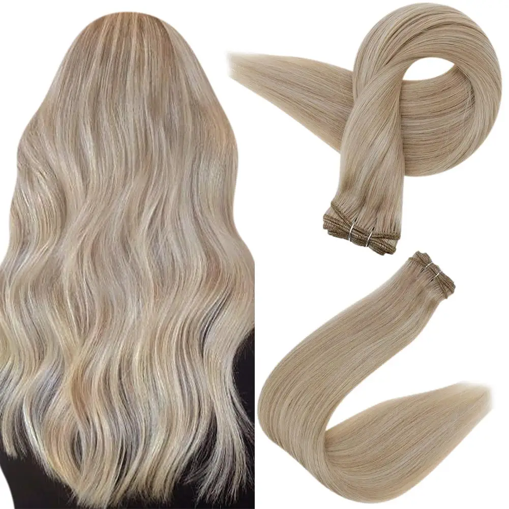 

LaaVoo Bundles Human Hair Extensions Straight 100% Real Natural Brazilian Hair 14-24inch Remy Sew in Weft Human Hair Extensions