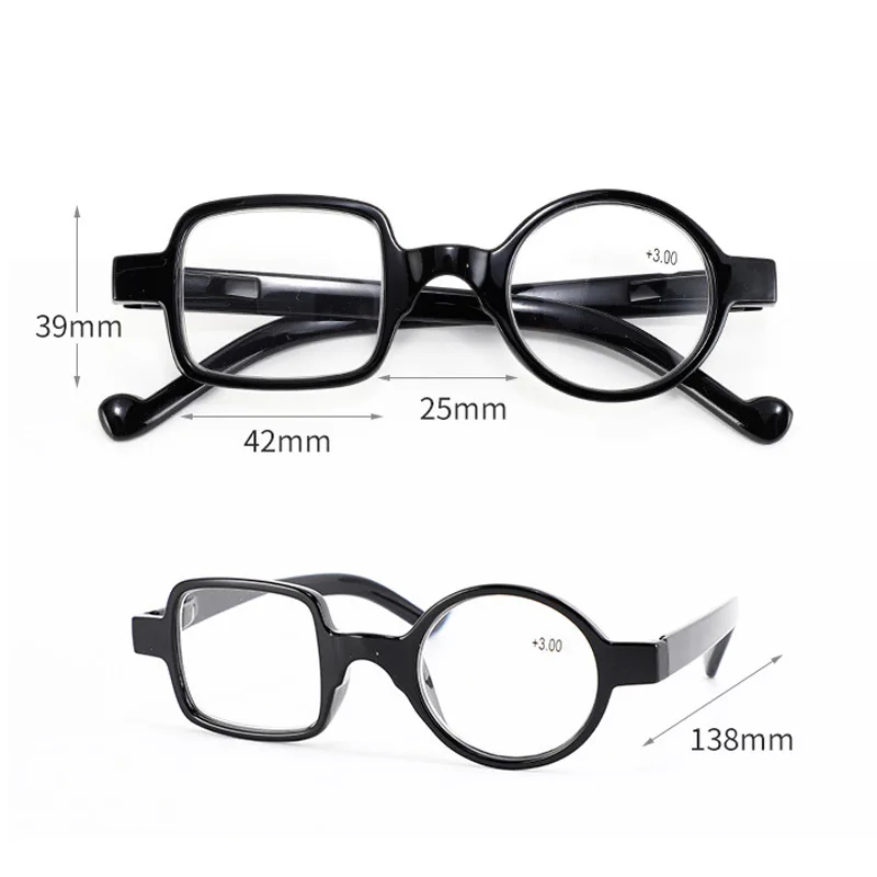 Retro Leopard Asymmetrical Round&Square Reading Glasses Women&Men Presbyopia Glasses Hyperopia Eyeglasses For Elder