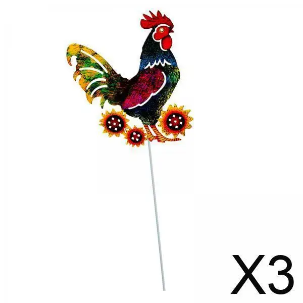 

3x 17inch Rooster Metal Garden Stake Chicken Silhouette Yard Art Statue for Patio Terrace Backyard Yard Ornaments
