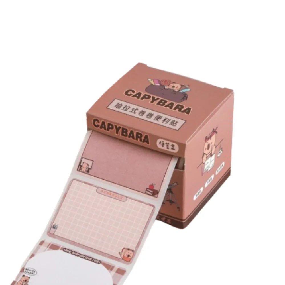 Kawaii Capybara Sticky Notes Portable Creative Pull-out Sticky Notes Roll Paper Type Pullable Capybara Memo Pad School Supplies
