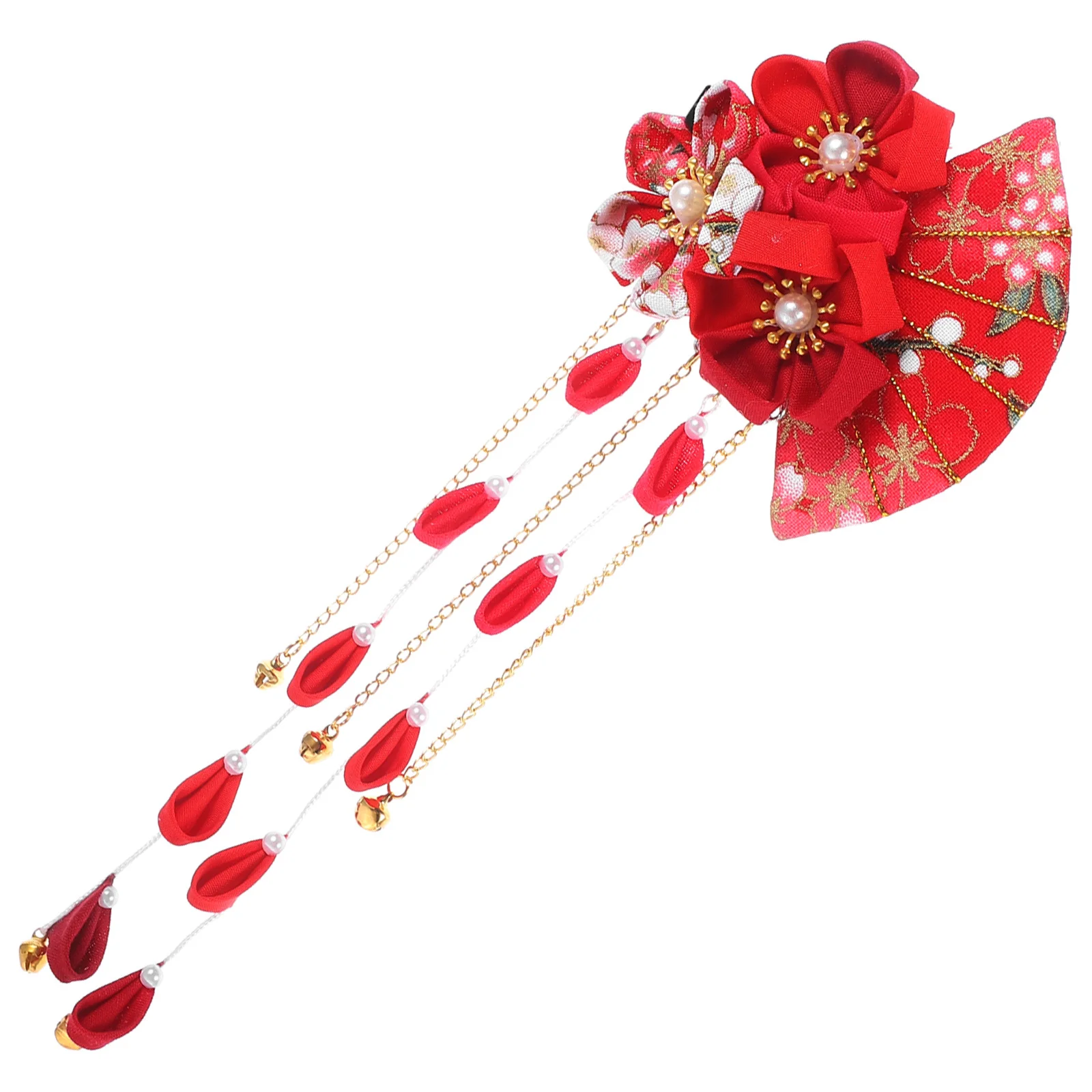 

1pc Japanese Style Hairpin Long Tassel Red Bridal Headdress Wedding Hair Clips For Women Flower Hairpins Party Travel Daily