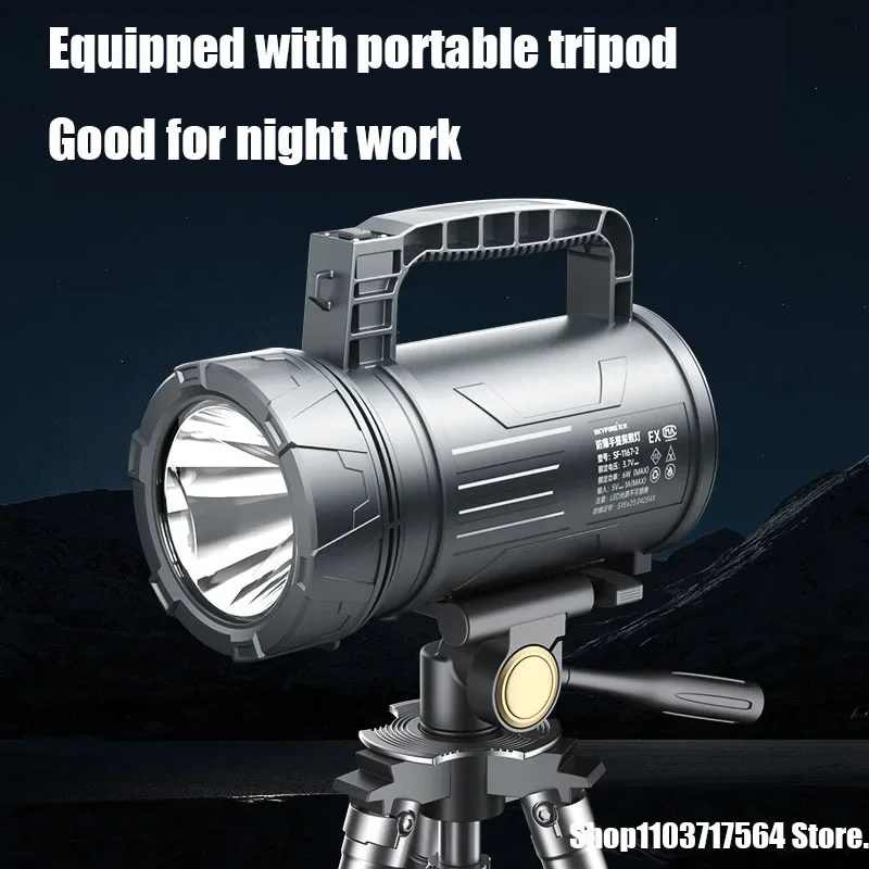 

LED Strong Searchlight Flashlight Portable Hand Lamp Rechargeable 2 Lighting Modes Emergency Hiking Camping Energe Saving Torch