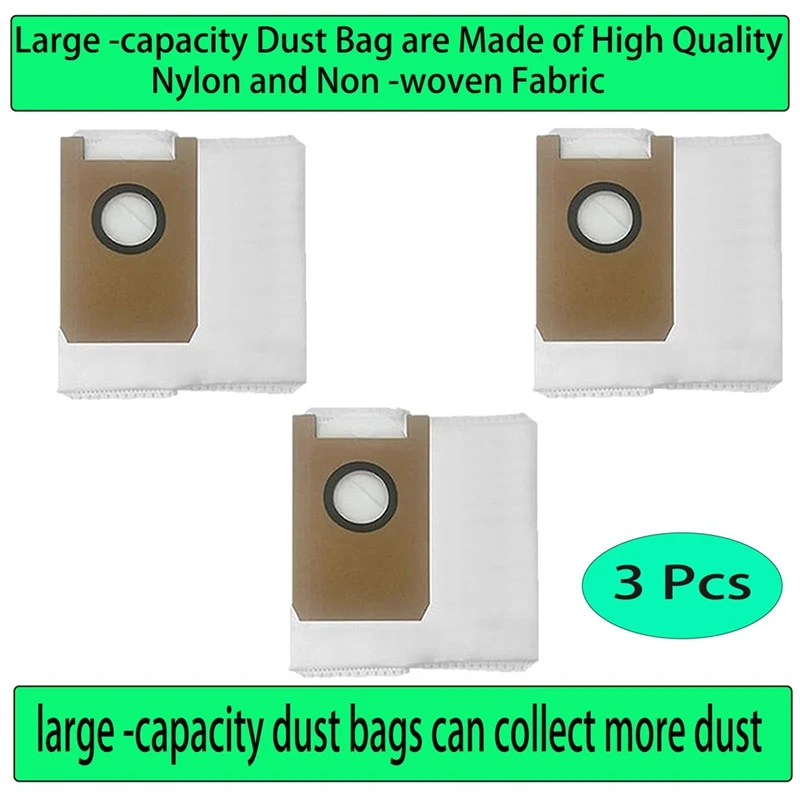 Replacement For Loorow AT800 Accessories 3-In-1 Robot Vacuum Main Brush Side Brush Filter Mop Pad Dust Bag