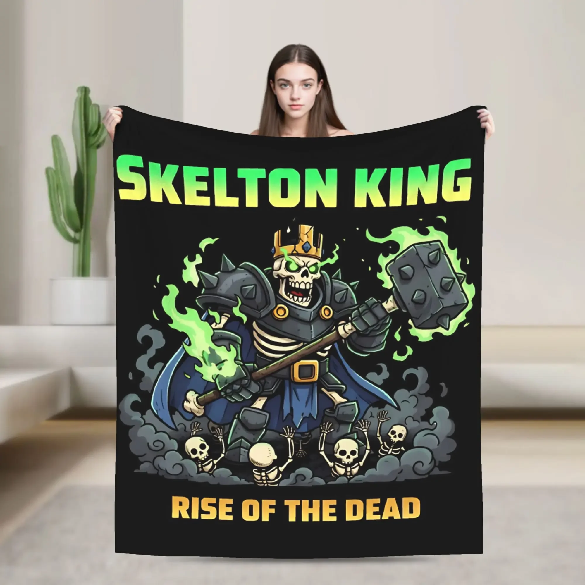 Skeleton King Flannel Throw Blanket for Bed  Warm Bedroom GameThemed Bedding