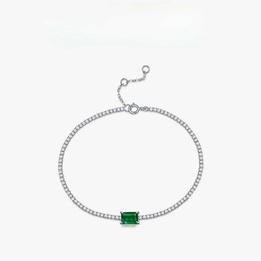 

New S925 Silver Retro Bracelet with Female Inlay 1.25ct Nurturing Emerald 5 * 7 Handmade Wedding Jewelry
