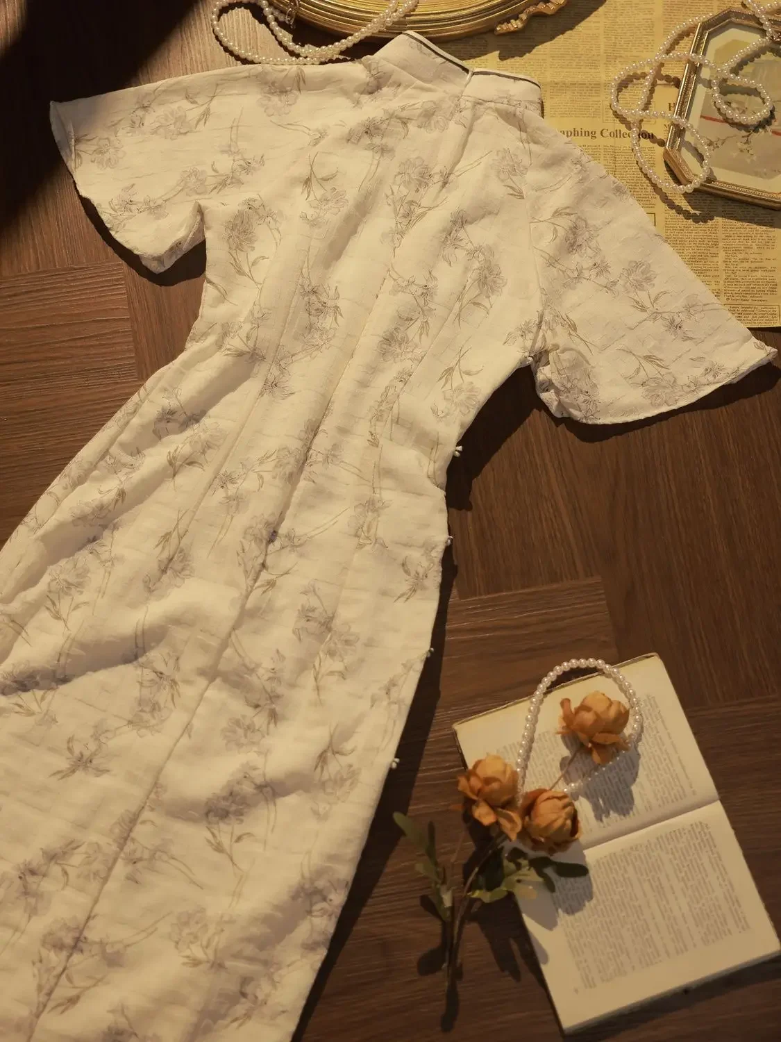 Robe traditionnelle chinoise Cheongsam Qipao à manches courtes, imprimé rétro amélioré, robes florales d'été pour fête orientale pour femmes