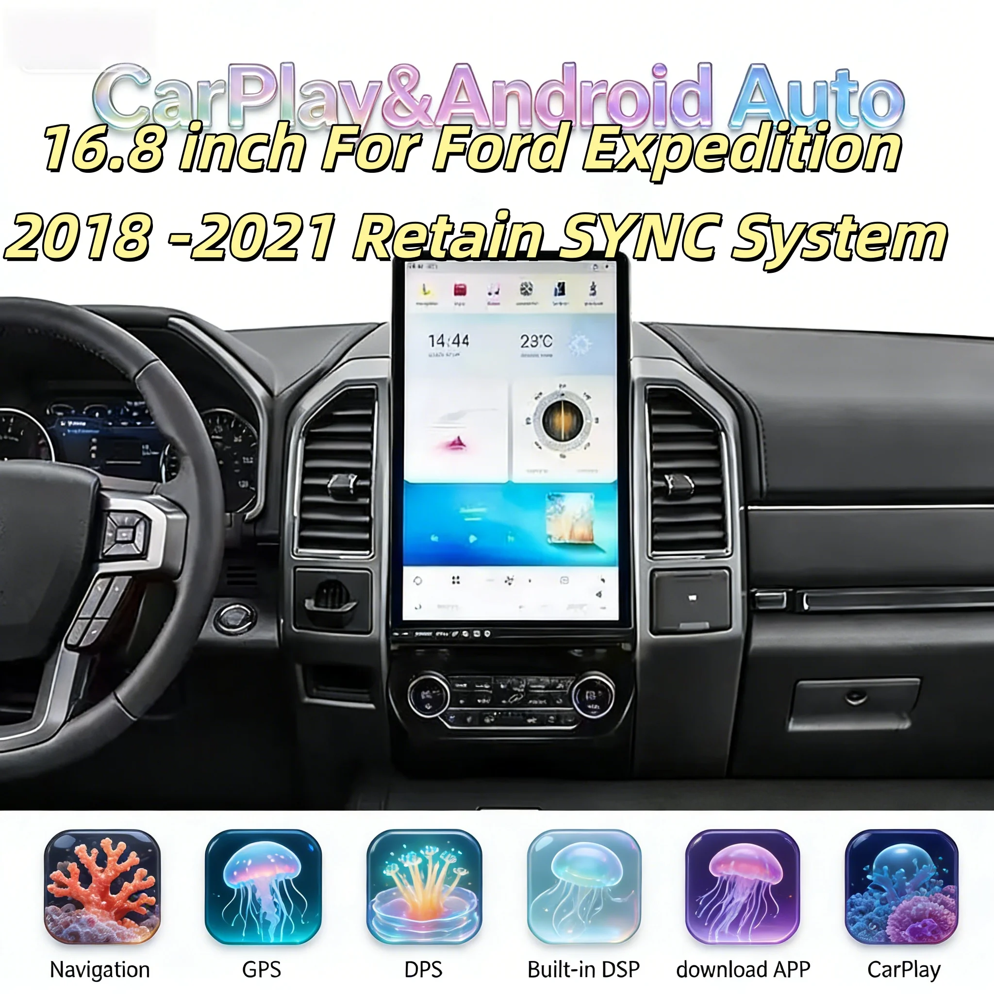 

Qualcomm Android 13 Wireless Carplay For Ford Expedition 2018-2021 Multimedia Video Stereo Player Navigation Retain SYNC System