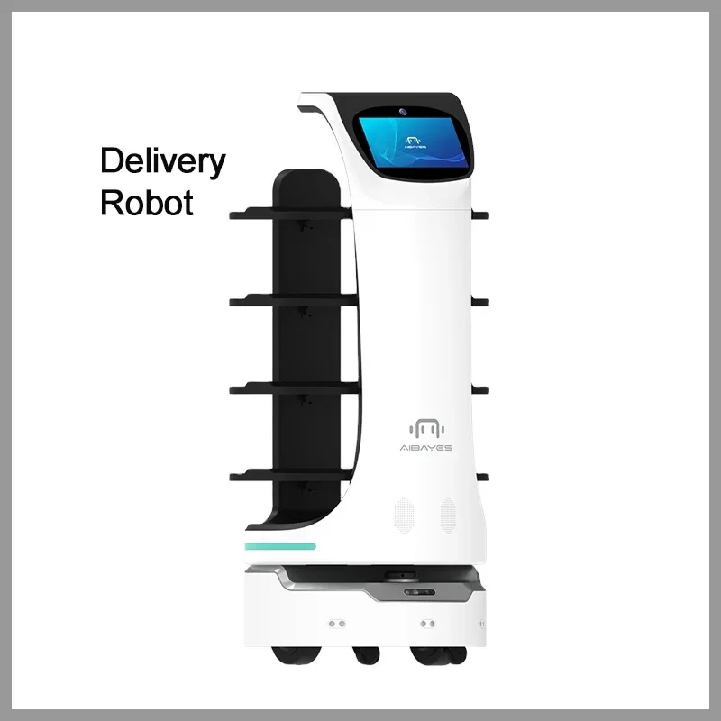 Robot Intelligence Restaurant Food Deliveries Service Shop Autonomous Vehicle Mobile Tray Waiter Smart Delivery