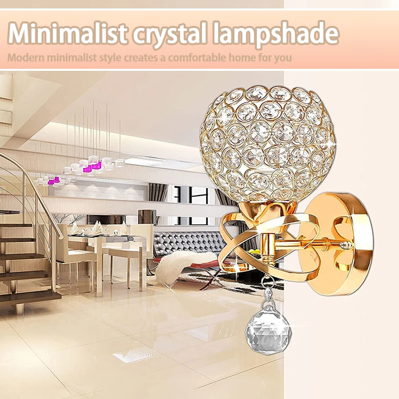 Crystal Wall Sconce Lamp Lights Gold Sliver Ceiling Chandelier Simple Retro Bedroom Bedside Home Ligting Lampshade Home Decor