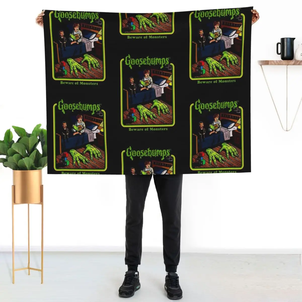 Goosebumps Bedtime Retro Scary Throw Blanket Softest Personalized Gift Weighted Flannel Fabric Soft Plaid Blankets