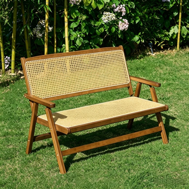 Portable bamboo folding rattan leisure back chair household balcony leisure recliner garden outdoor camping chair