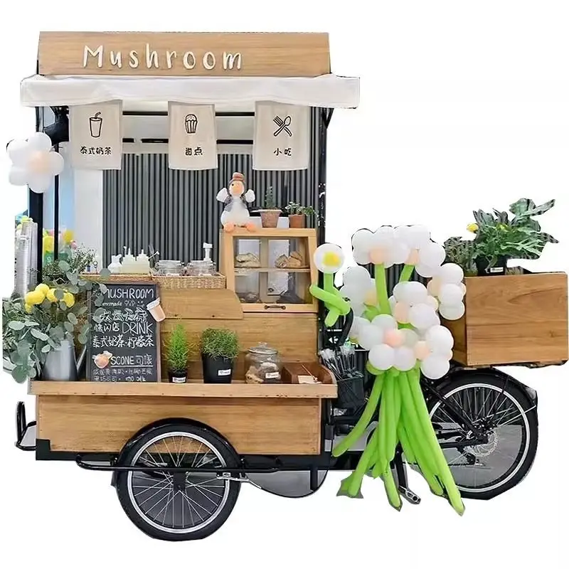 

Outdoor dining car scenic coffee bread promotion stall tricycle