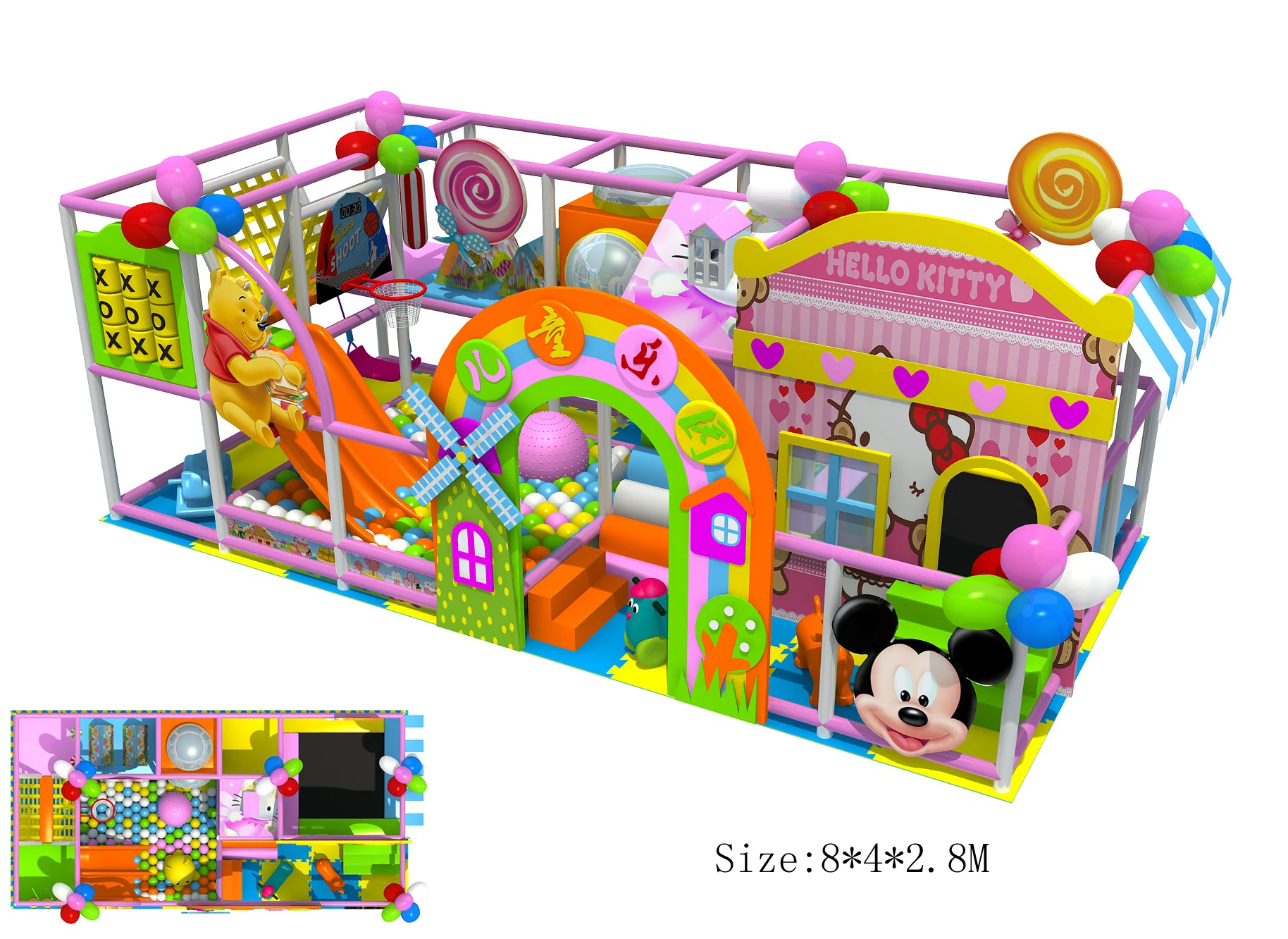 Candy Theme Custom-designed Indoor Soft Play Center For Restaurant HZ-8622