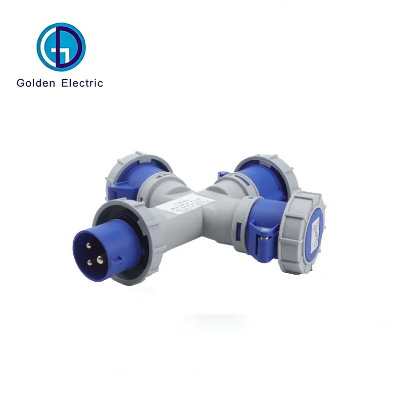 16A 220V 2p+E IP67 3-Way Male and Female Electrical Splittery Multi Socket Customized