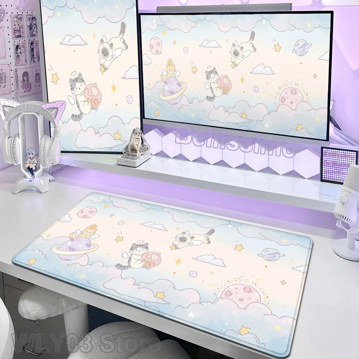 لطيف القط كبير الألعاب لوحة المفاتيح ماوس الوسادة HD ألعاب الكمبيوتر اللوحي ماوس الوسادة XL النجوم سحابة ماوس XXL 900x400 اللعب الفئران الحصير