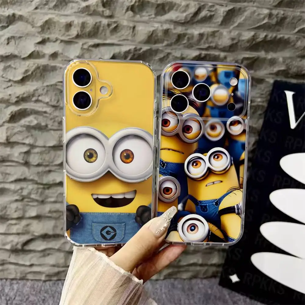Cartoon M-Minions-S  Phone Case For iPhone 17,16,15,14,13,12,Pro,Max,Plus,E,SE4,Air,Mini Transparent Cover