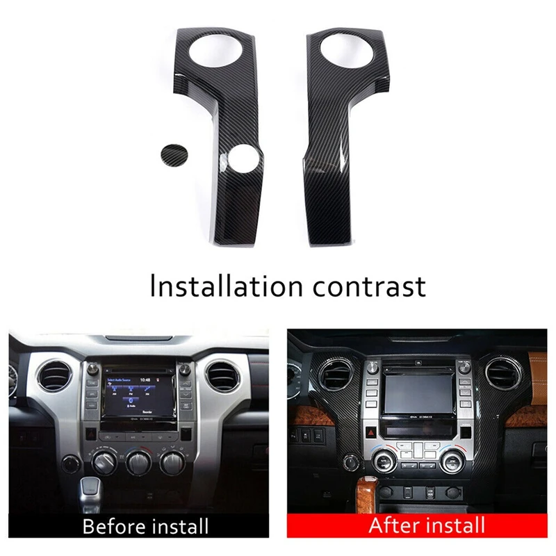 

For Toyota Tundra 2014-2021 Carbon Fiber Grain Side Dashboard Air Vent Outlet Cover Trim Decoration Frame Cover