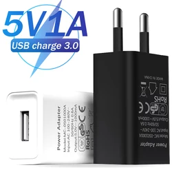 EU Plug 5V 1A Universal USB Wall CellPhone Charger Portable Charging Block Travel Power Adapters For IPhone IPad Samsung Xiaomi