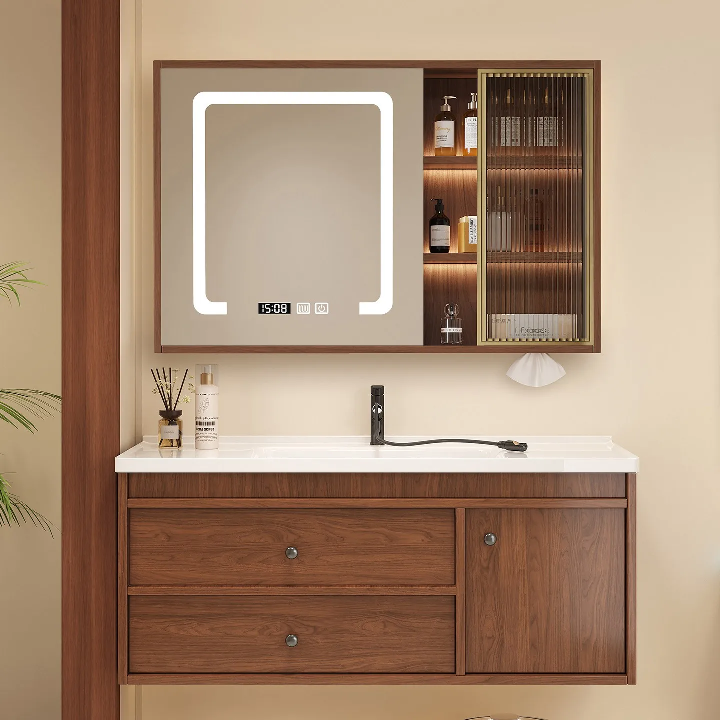 

Wall-mounted Bathroom Vanity with Sink, Custom-made Bathroom Furniture Set.