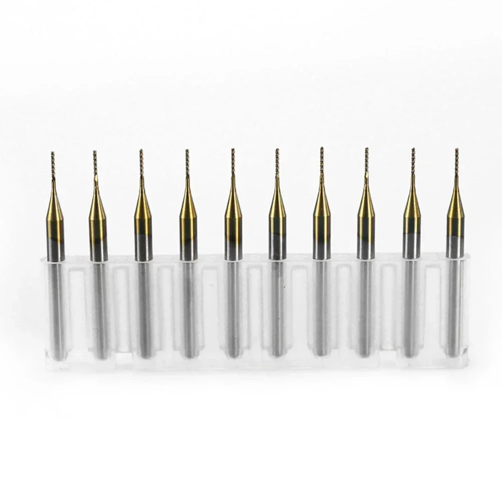 10pcs Drill Bit Set 1mm Coat Carbide End Mill Engraving CNC Router Bits 1/8\