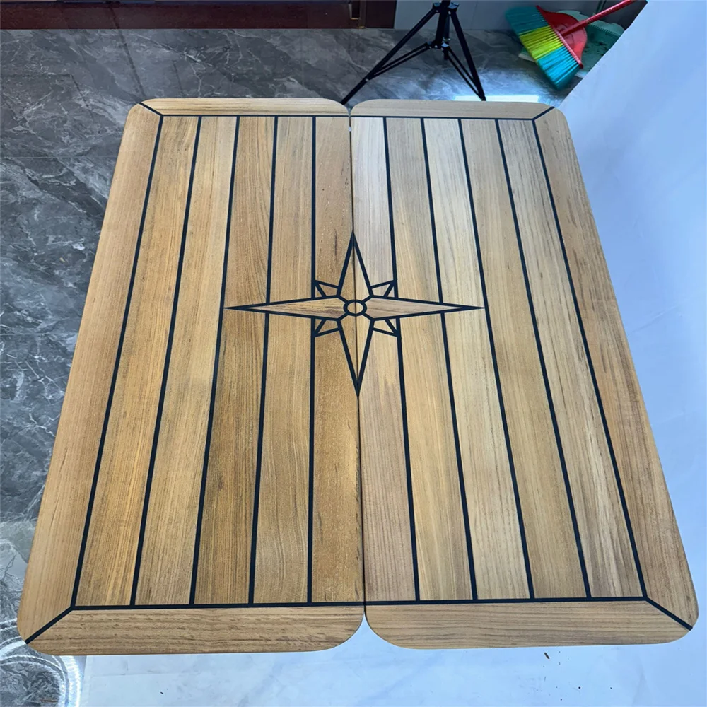 

Folding Teak Table Top 680/340x1000mm,26.8/13.4x39.4 Inch Rectangular Star Inlay Marine Boat RV TF34100 hgdr46zc