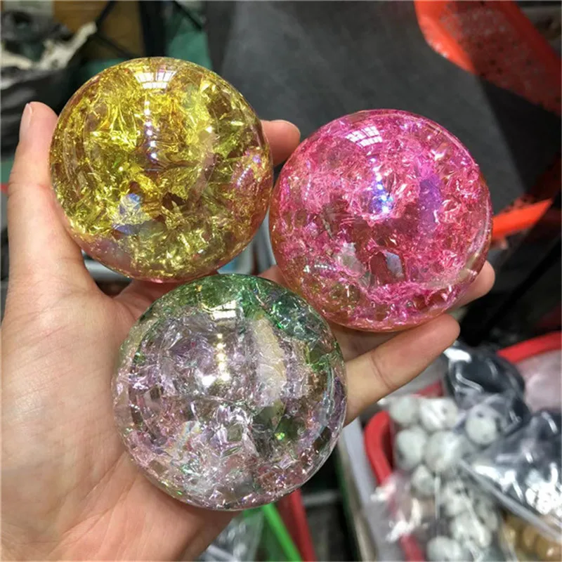 Aura Crack Glass Ball Colorful Crystals Healing Spheres For Decor 1PCS