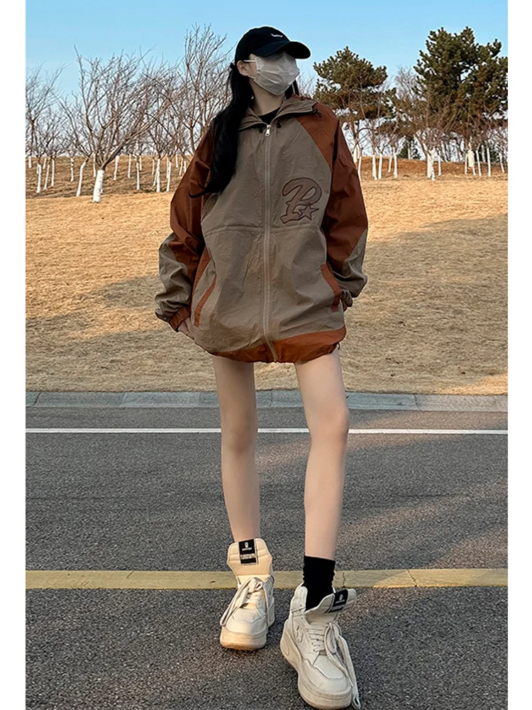 

American Sle Men's Spring Summer Lightweight UV Protection Motorcycle Jaet Hooded Zipper Casual Outerwear for Couples