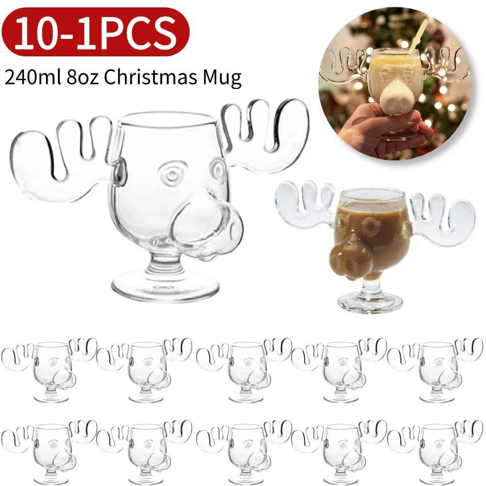 240 ml 8 Unzen Weihnachtsmasse Weihnachten Rentierkopf Weihnachtsferien Elchbecher Kreatives Elchglas Wein Bier Wasser Saft Milchglas