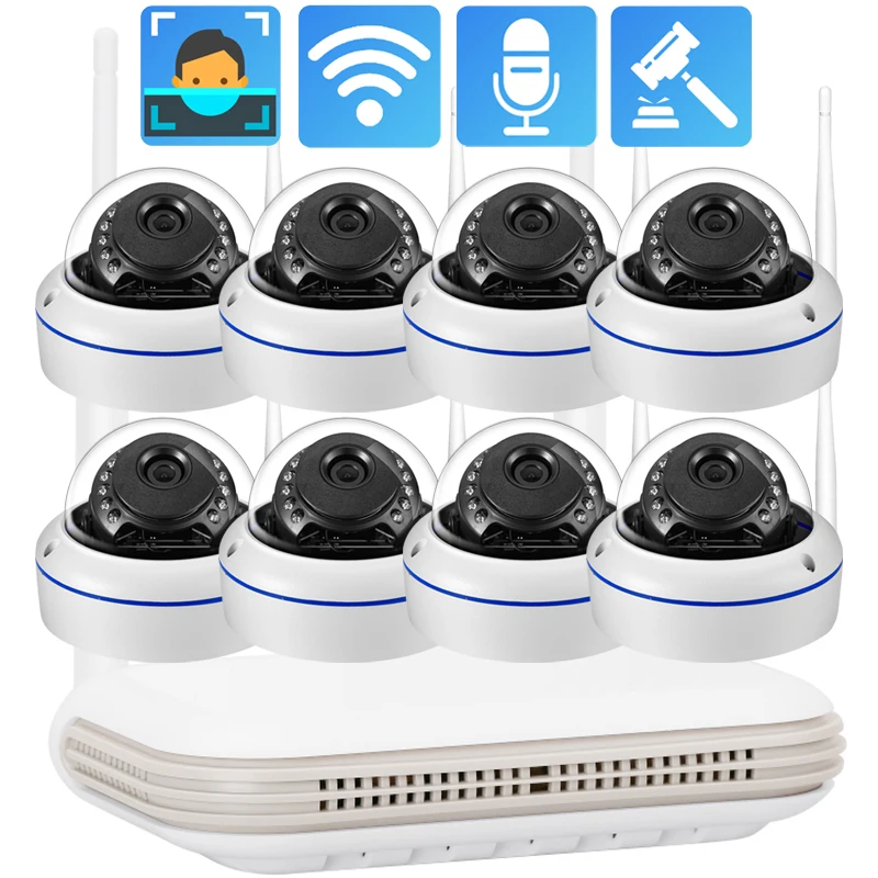 

Gadinan 3MP Mini WiFi Dome Camera Face Detect System 8CH IR Night Vision CCTV Video Wireless Surveillance Kit Outdoor XMEye Pro