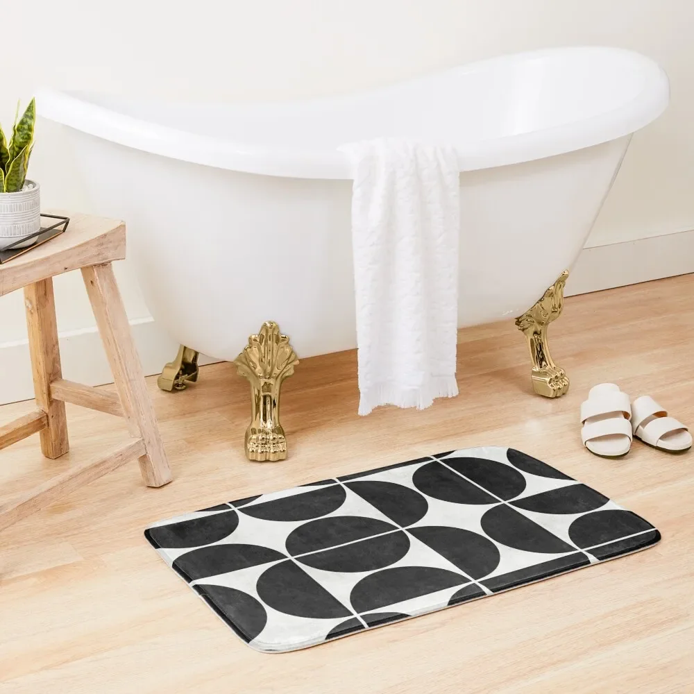 

Mid-Century Modern Pattern No.3 - Black and White Concrete Bath Mat Absorbent Bathroom Bedroom Carpet Room Carpet Mat