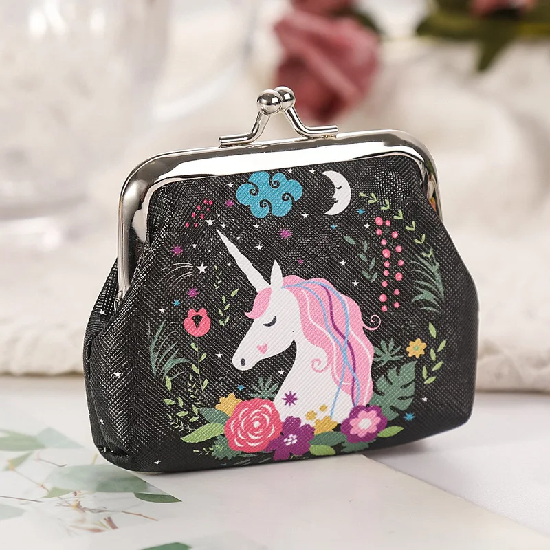 12 PCS PU Leather Fashion Coin Purse Unicorn Cartoon Lovely Women Small Change Money Bags Key Holder Case Wallet Mini Pouch