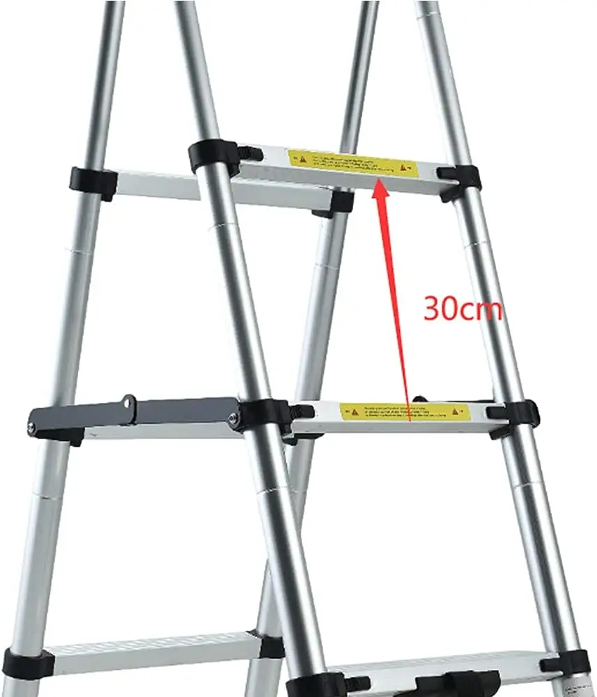 6+7 Steps Ladder Telescoping Ladder Folding Step Ladder Aluminum 330 LBS Capacity for Home&Kitchen(2+2.3m)