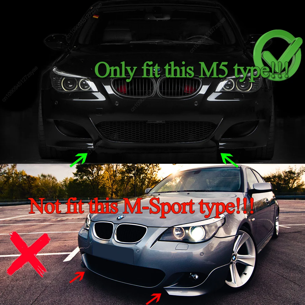 Front Bumper Splitter Lip Gloss Black Diffuser Spoiler Guard Bodykits For BMW 5 Series E60 E61 M5 2005 2006 2007 2008 2009 2010