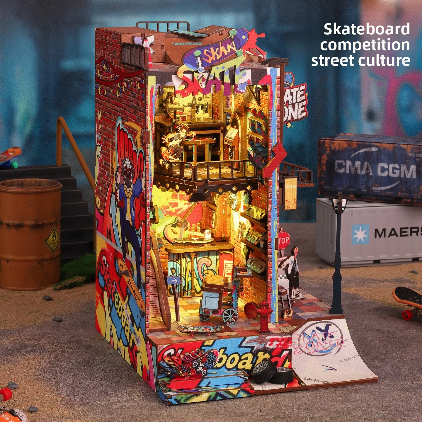 

DIY Skateboard Competition Wooden Book Stand-Assembled Handmade Three-Dimensional Model 3d Wooden Puzzle Custom Puzzle