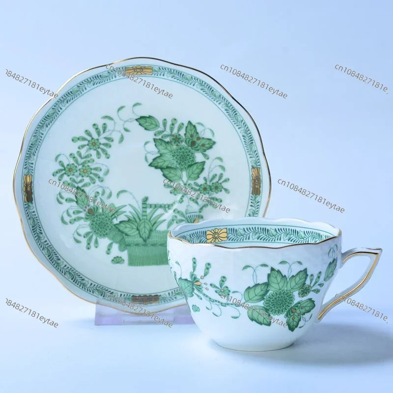 Classical Flower Basket Coffee Mug & Saucer Set, Afternoon Tea Cup for Home, Valentine's Day Gift