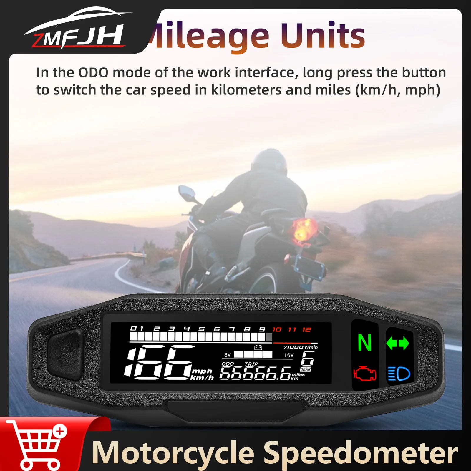 

Universal 12V Motor Speedometer RPM Tachometer Digital Odometer LED Digital Dashboard For Motorcycle Waterproof Speed Meter