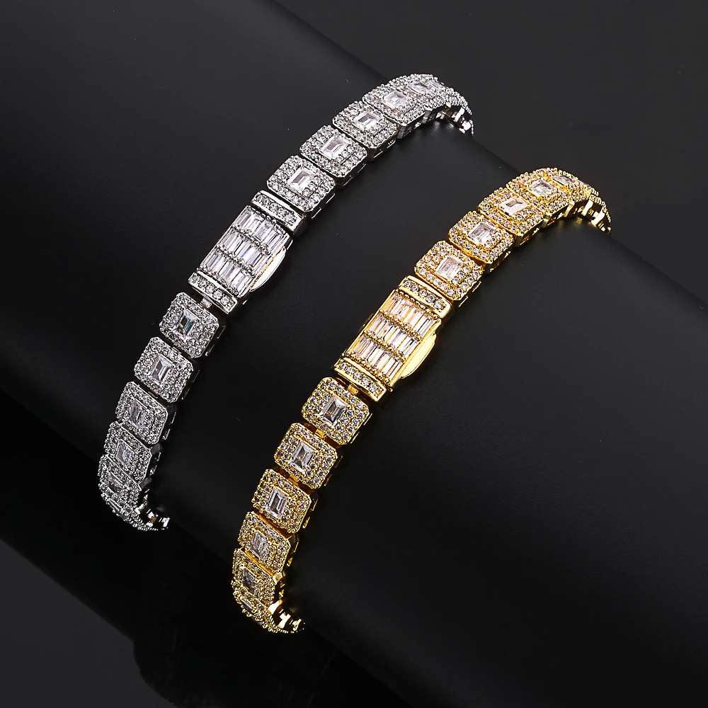 

Hip Hop 7.5mm Tennis Chain Bracelet Iced Out Cubic Zirconia Bracelet Fine Jewelry for Men Women Gift