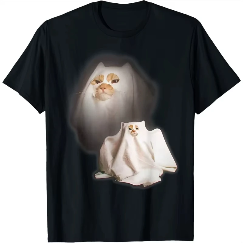 

Cat Meme T-Shirt Humorous Abstract Design Women's Loose-Fit Crew Neck Short Sleeve Casual Everyday harajuku oversized t shirt