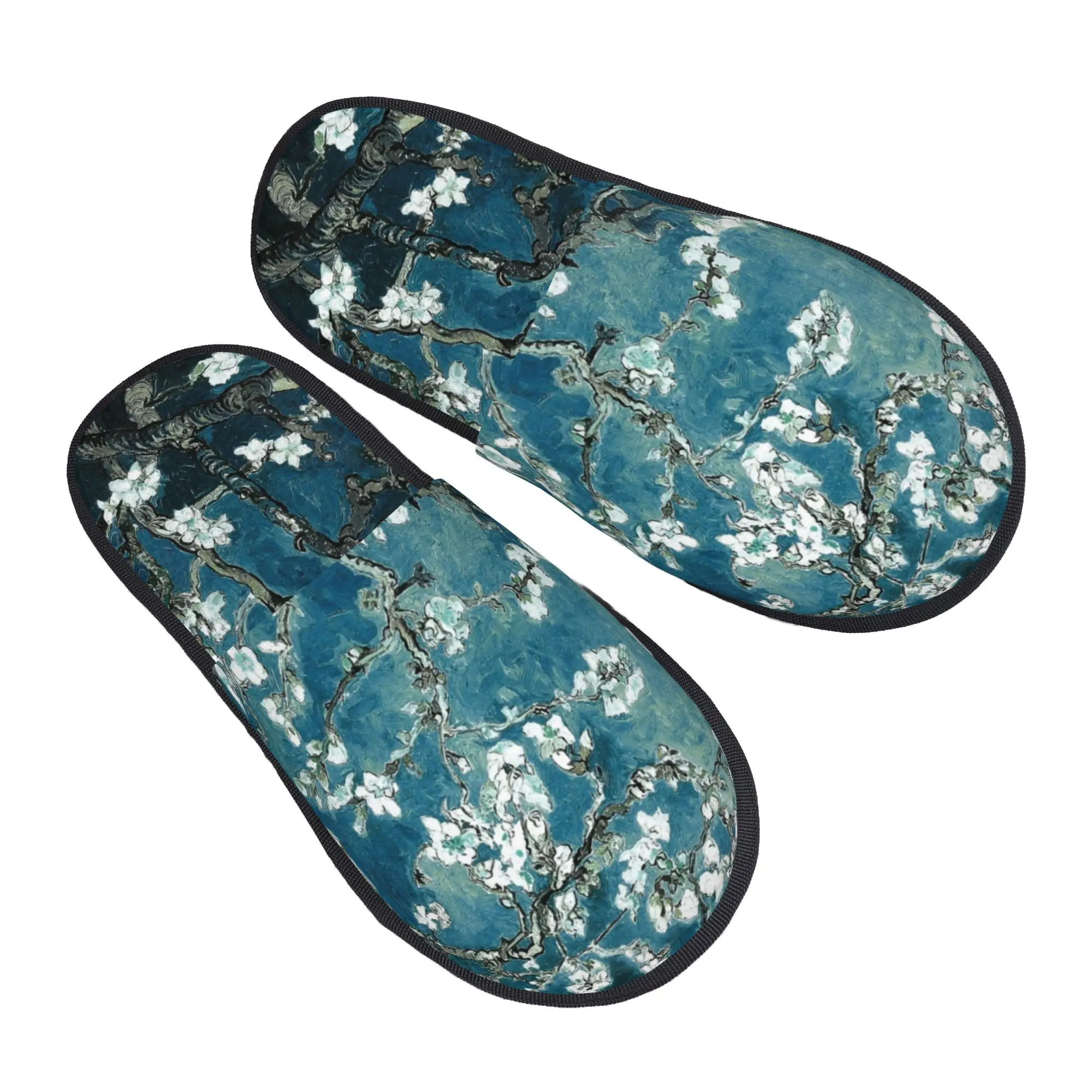 Chaussons d'intérieur Van Gogh Fleurs d'Amandier pour Femmes et Hommes, Chaussons en Mousse à Mémoire de Forme, Motif Floral, pour Chambre à Coucher, Dortoir, Couple