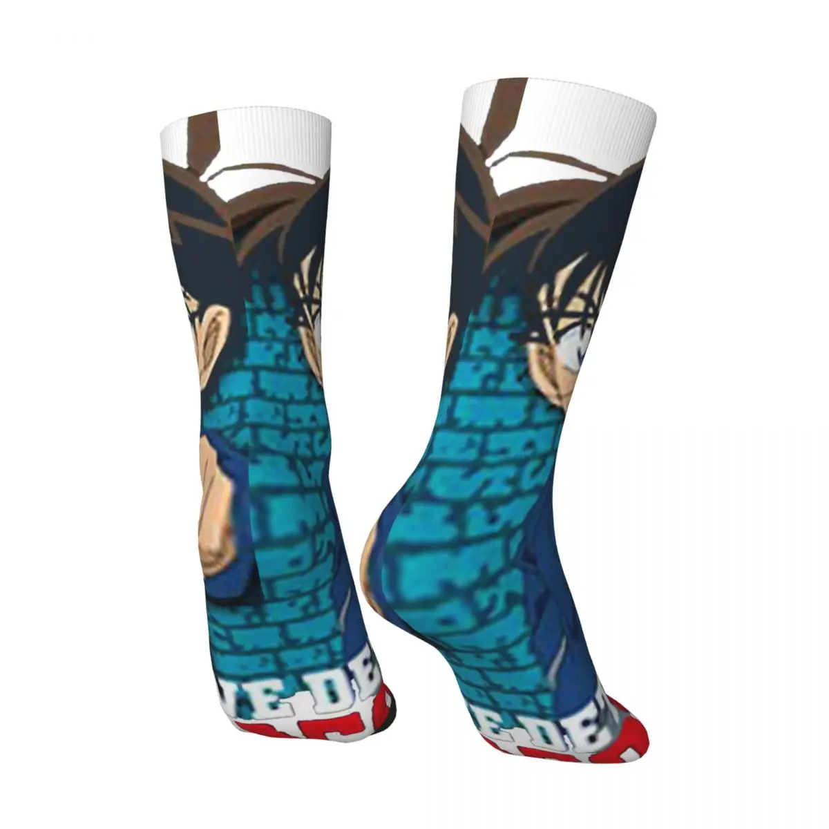 Funny Crazy Sock for Men On The Wall Hip Hop Harajuku Detective Conan Manga TV Happy Seamless Pattern Printed Boys Crew Sock