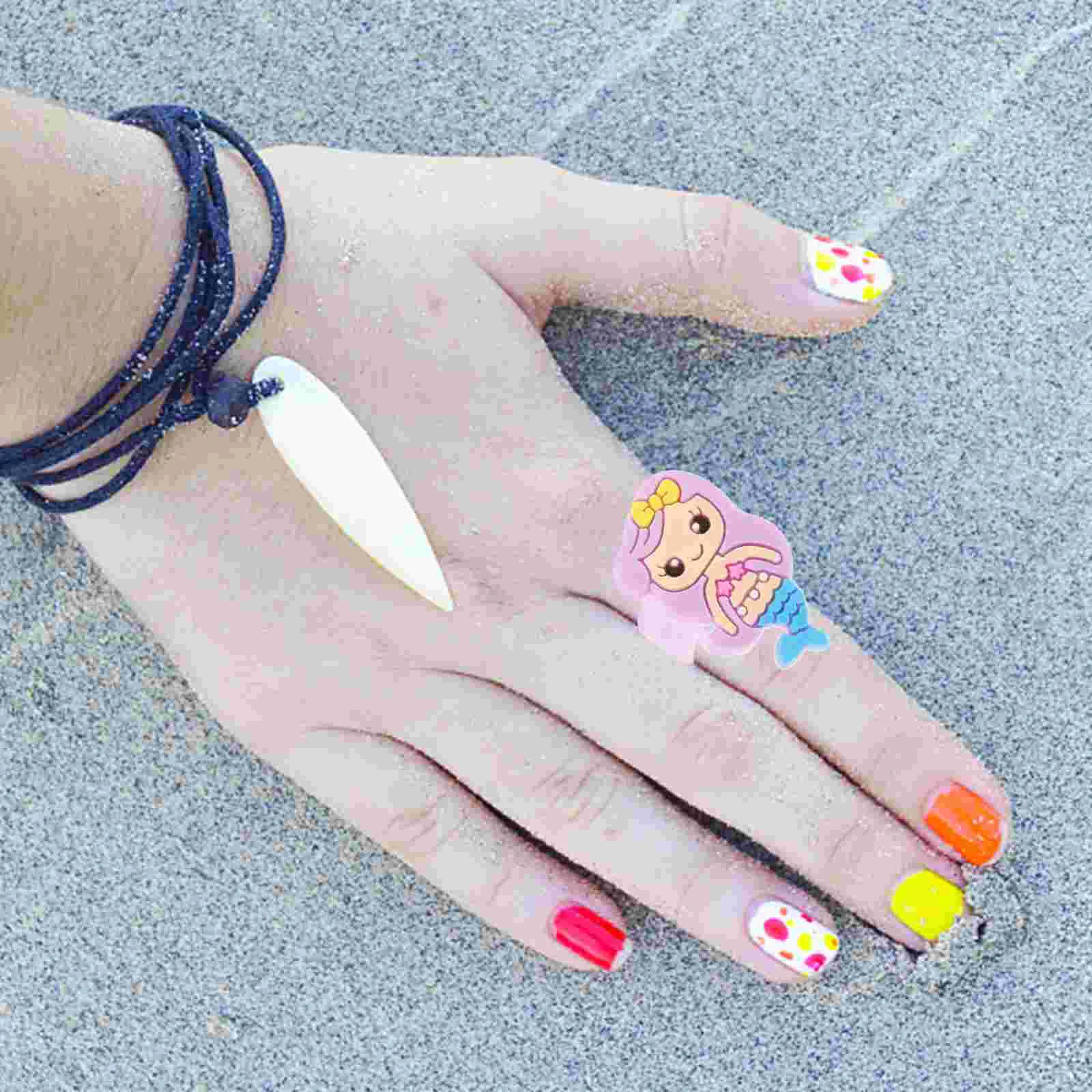 24 Pcs Mermaid Ring Rings for Kids Little Girl Jewelry Colorful Toddler Toys Girls