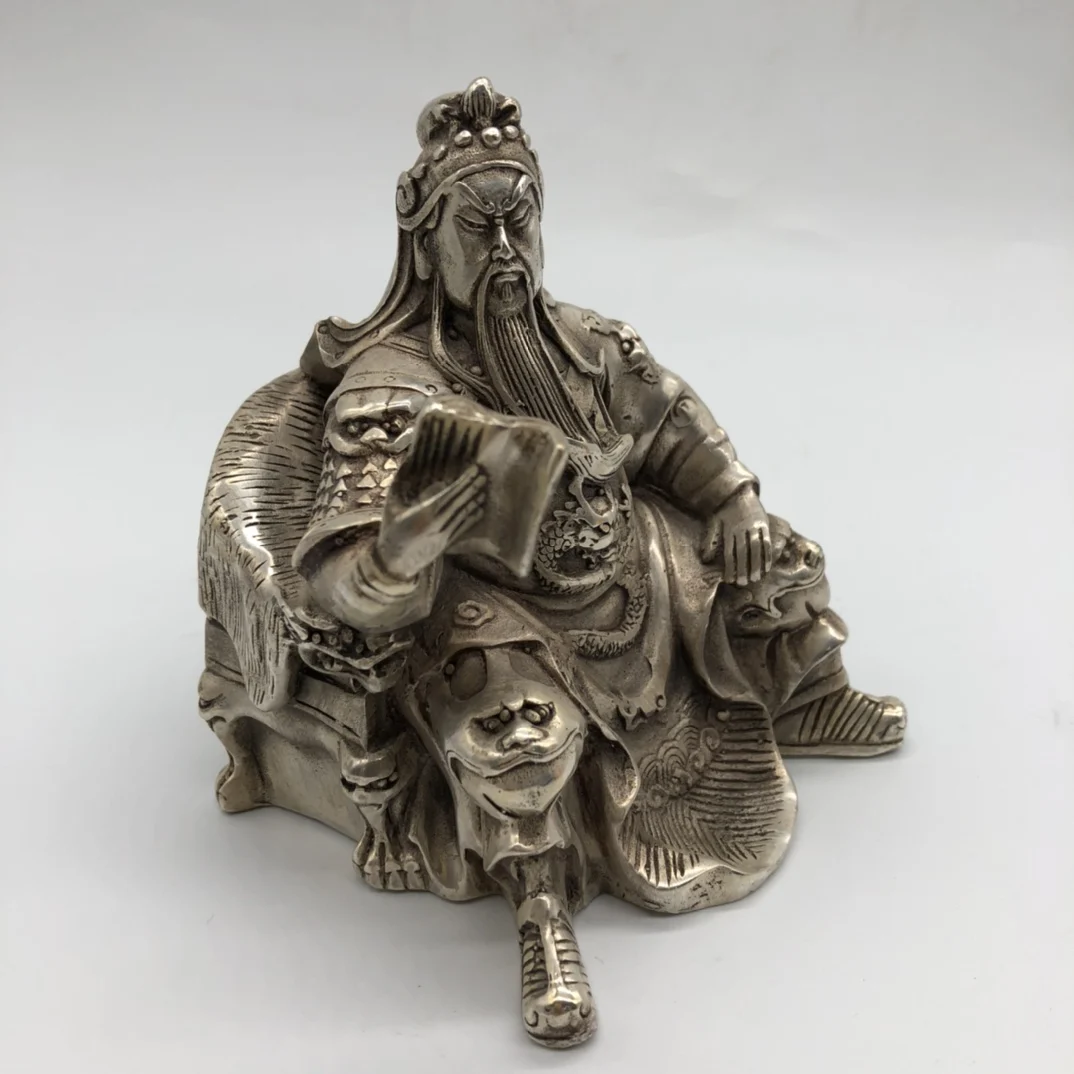 Collect China Fine Workmanship Cupronickel Sculpture Guan Yu Metal Crafts Home Decoration