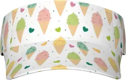Sport Sun Visor Hat Cute Colorful Ice Cream Pattern Empty Top Sun Hat Cap for Jogging Walking