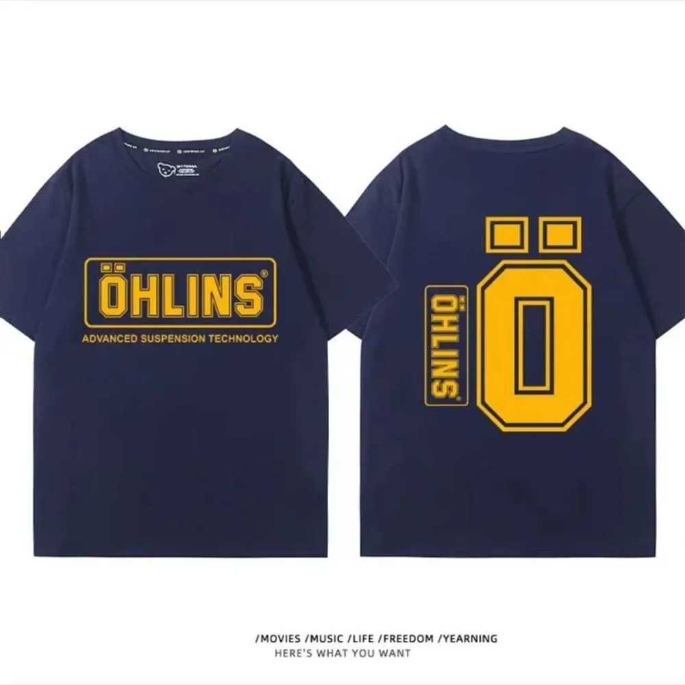 Moda cotone OHLINS moto ammortizzatore modificato t-shirt vestiti Casual Trendy marca uomo donna Car Club maniche corte