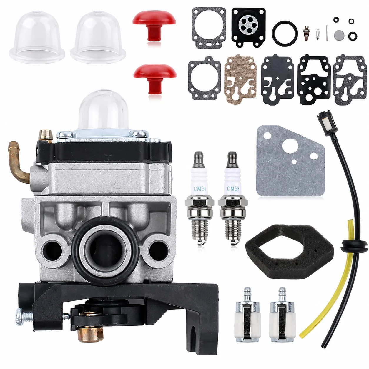 Carburetor Tune Up Kit for Honda GX25 GX35 UMS425E UMK425E UMK435E with Fuel Filter Spark Plug Oil Bubbles Oil Hose Gasket